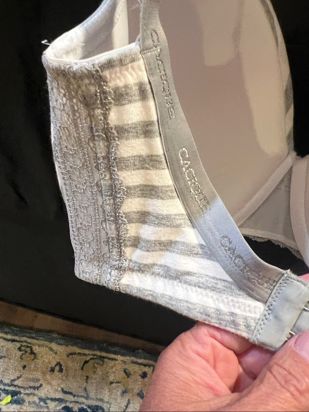 Cacique brand grey/white strip bra size 34 H - Picture 6 of 11